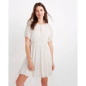 Madewell Off White Eyelet Tassel-Tie Mini Dress Woman's Size 14 Party Femenine
